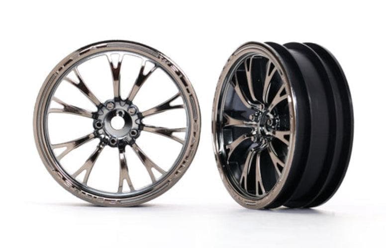 Traxxas 9472X Wheels Weld Black/Chrome (Front) (2) Drag Slash for fpv drones