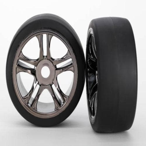 Traxxas 6477 Assembled Tires/Wheels Black Chrome Rear XO-1 (2) for fpv drones