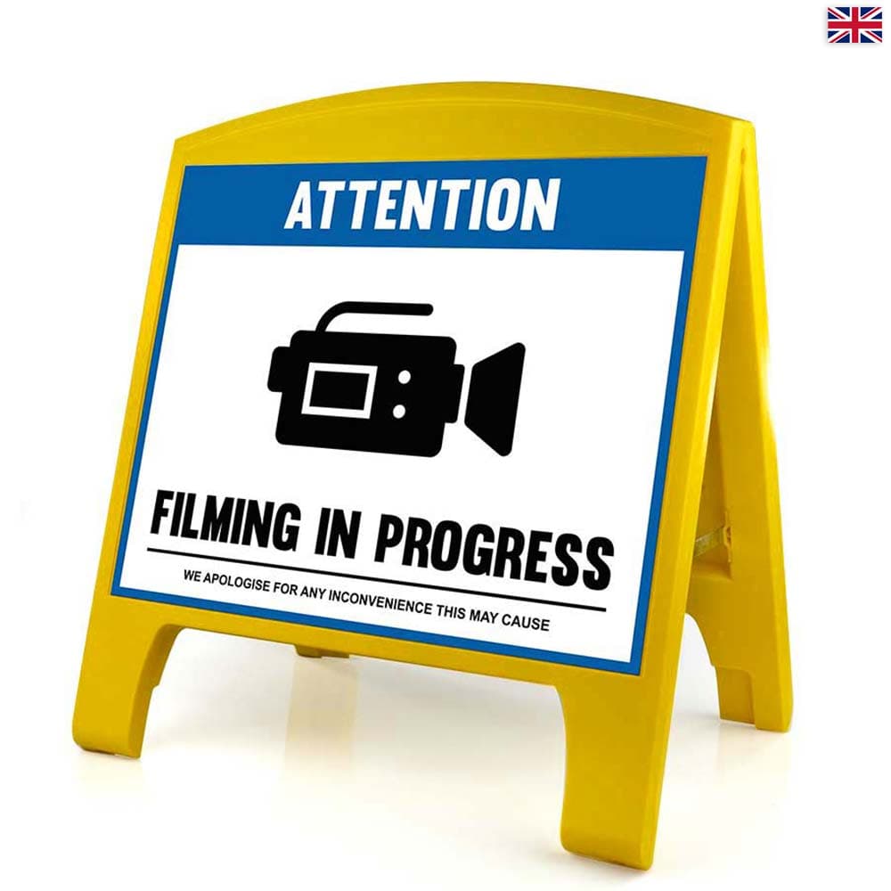 Warning Sign - Large - Filming In Progress - English for fpv drones