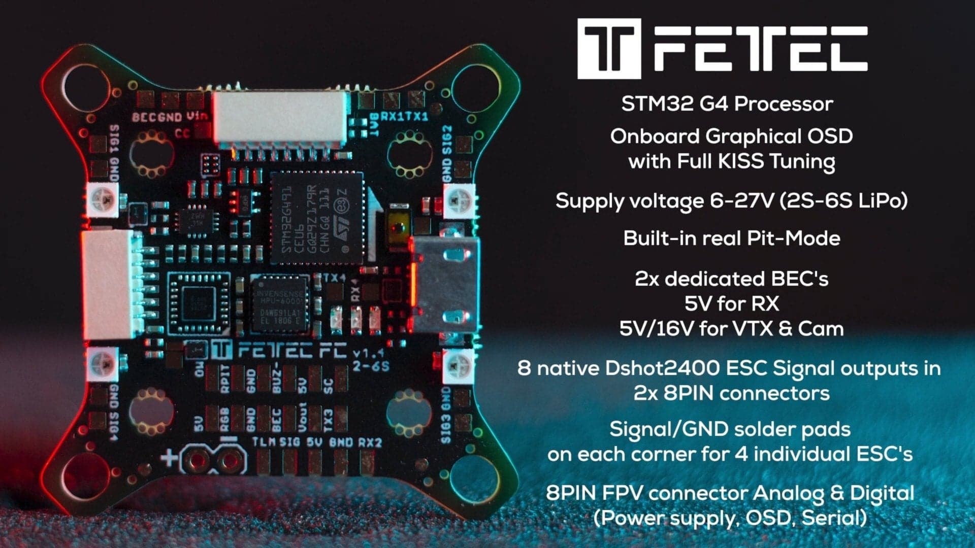 Fettec FC G4 KISS Flight Controller for fpv drones 15