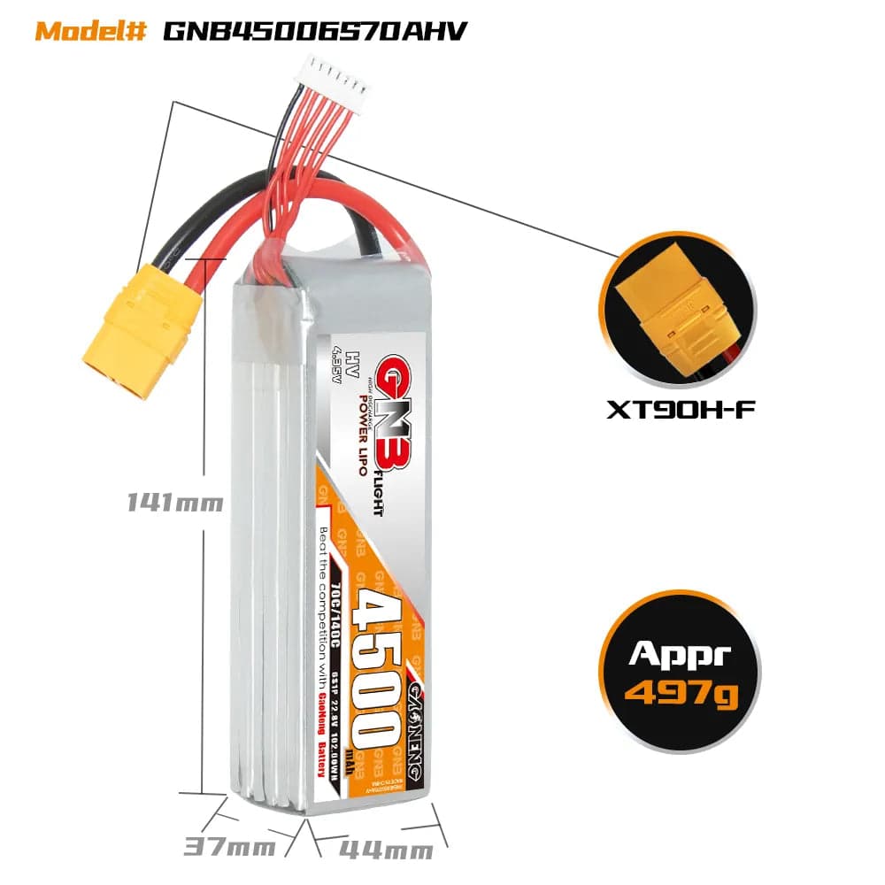 GAONENG GNB LiHV 6S 22.8V 4500mAh 70C LiPo Battery XT90 [DG] for fpv drones 1