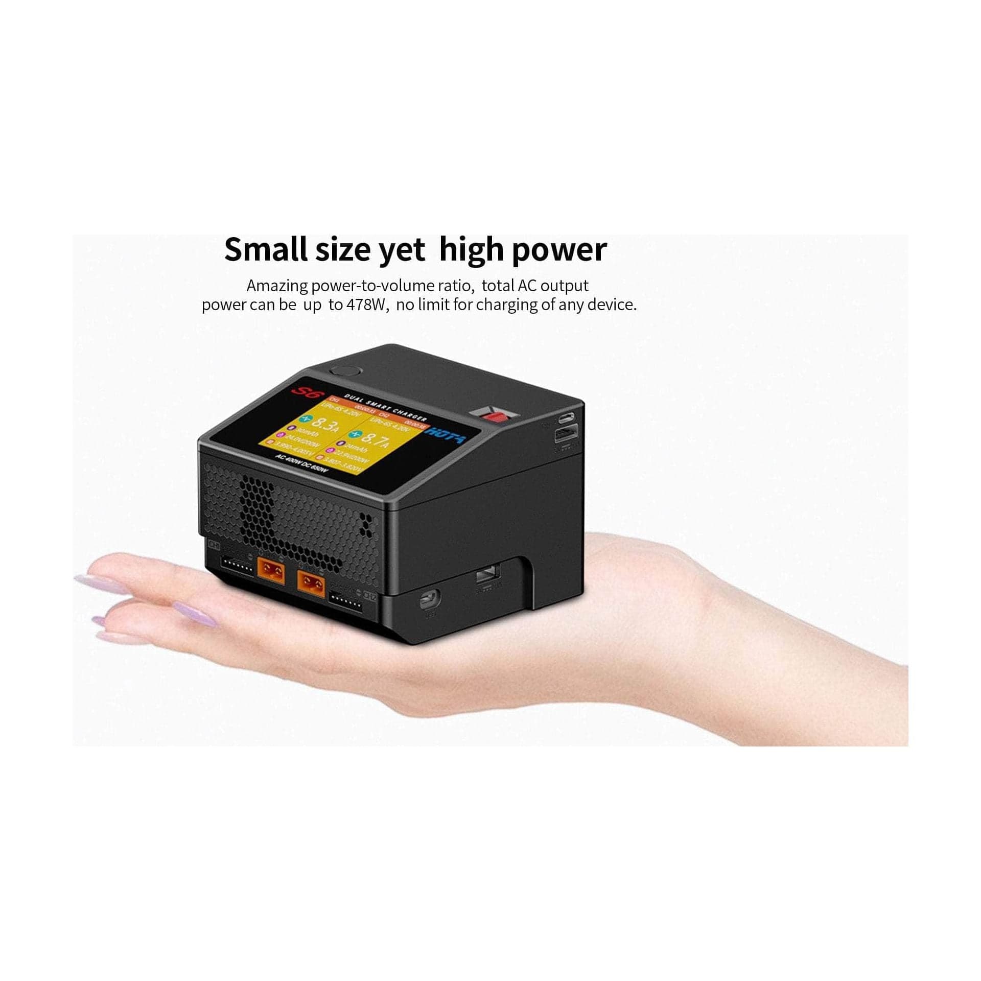 HOTA S6 400W 15A 1-6S Dual Channel AC/DC Smart Charger - Black for fpv drones 5