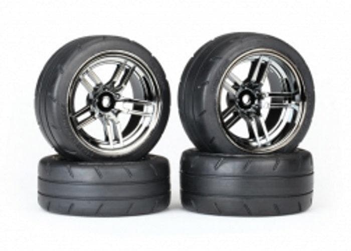 Traxxas 8375 Tires & Wheels Assembled Glued (Split-Spoke Black Chrome) 4Tec 2.0 for fpv drones