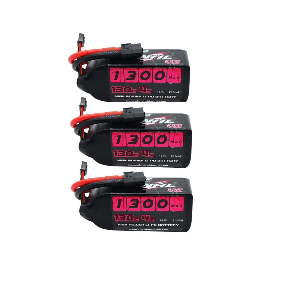 3 PACK - CNHL Black Series V2.0 1300mAh 14.8V 4S 130C Lipo Battery - XT60 for fpv drones