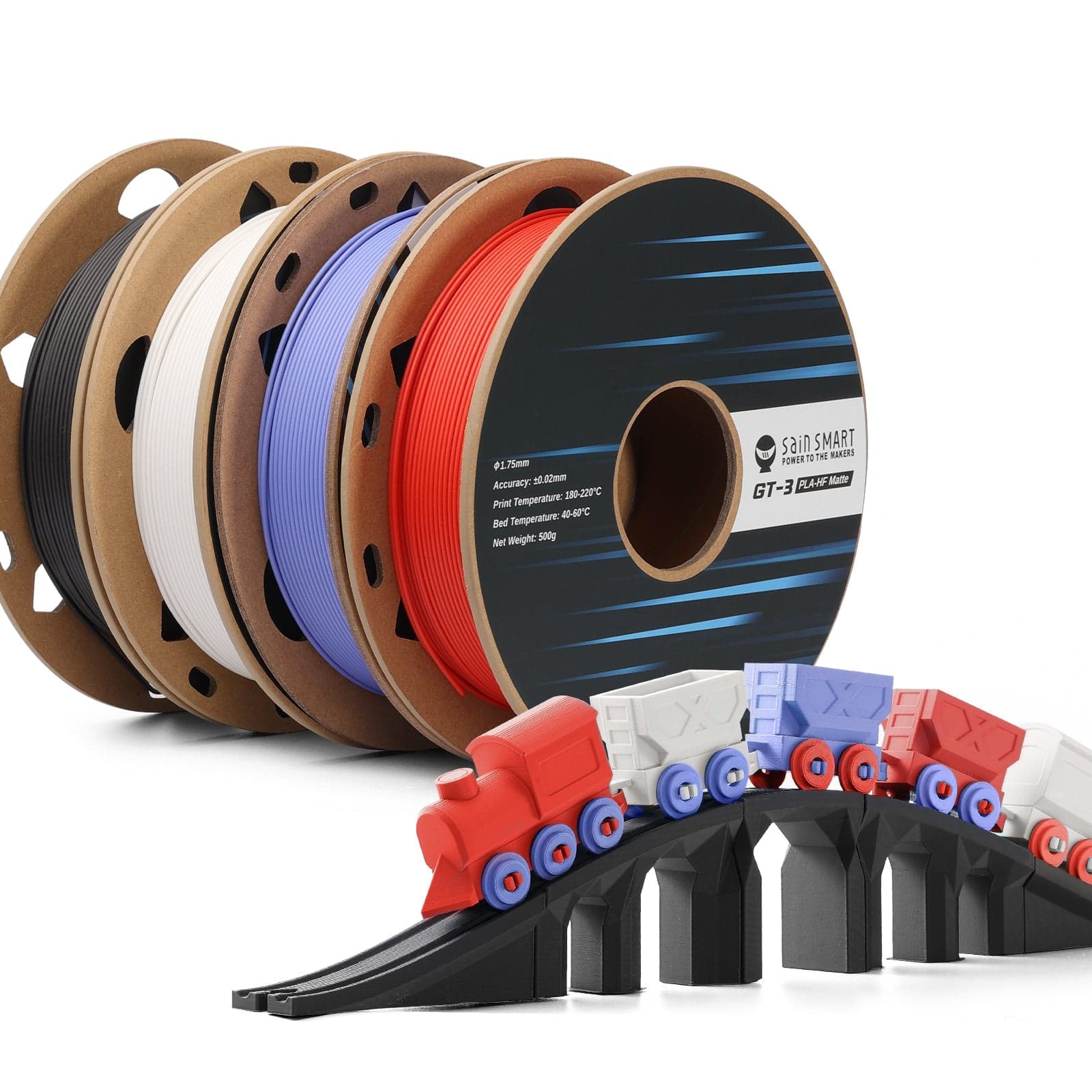 GT-3 High Speed Four-Color Bundle Matte PLA Filament, 1.75mm 500g X 4 Spools, 4.4lbs (2kg) Blue, Green, Violet, Indigo for fpv drones 9