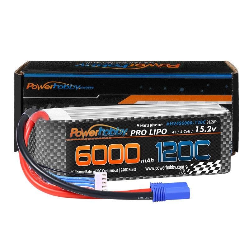 Powerhobby 4s 15.2v 6000MAH 120C Graphene + HV Lipo Battery EC5 Plug Soft Case for fpv drones 1