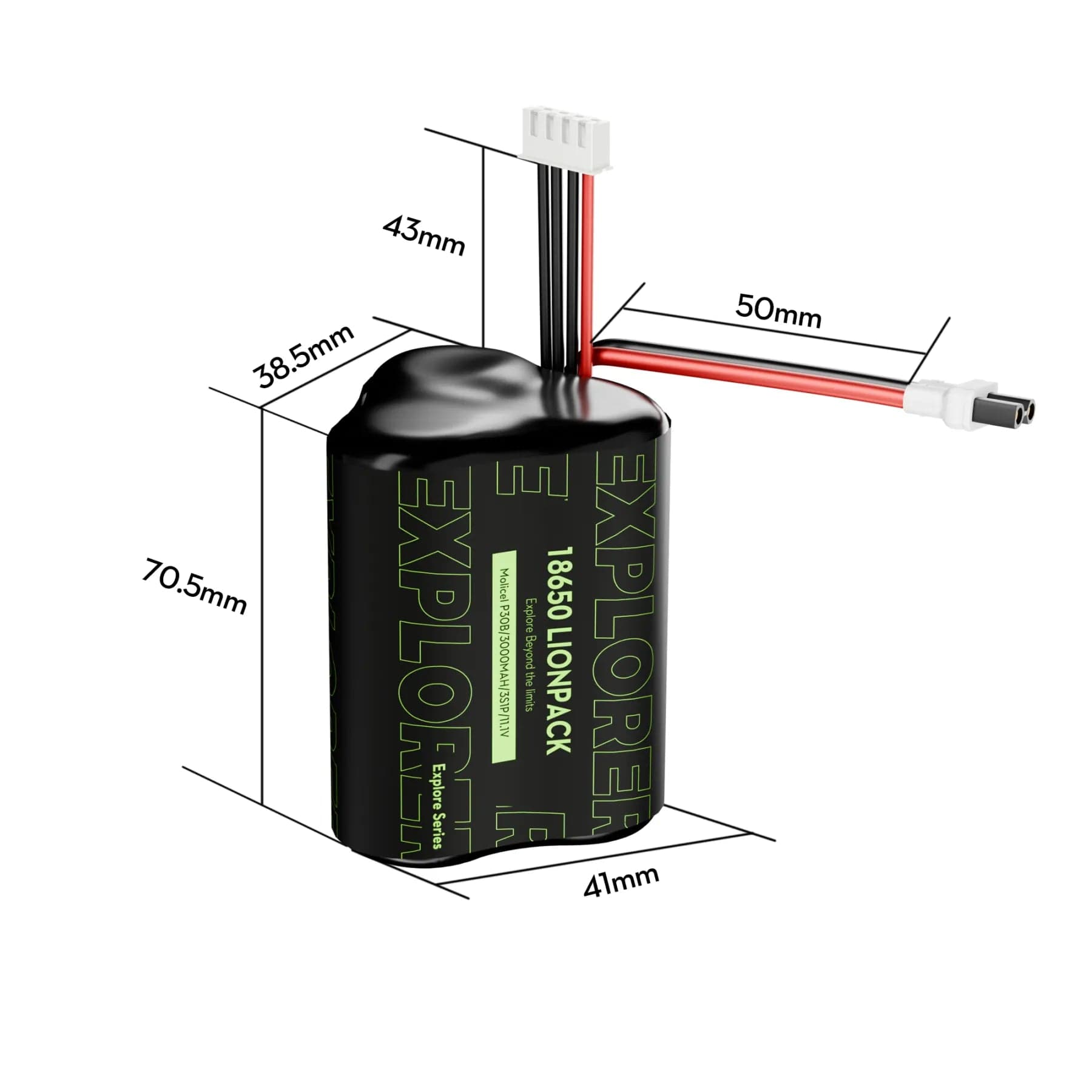 Flywoo Explorer Molicell P30B 18650 3S1P 3000mAh Li-Ionpack Battery for fpv drones 2