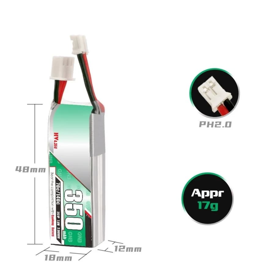 TheFPV 350mAh 2S 70C HV 4.35V Micro Battery PH2.0 for fpv drones 6