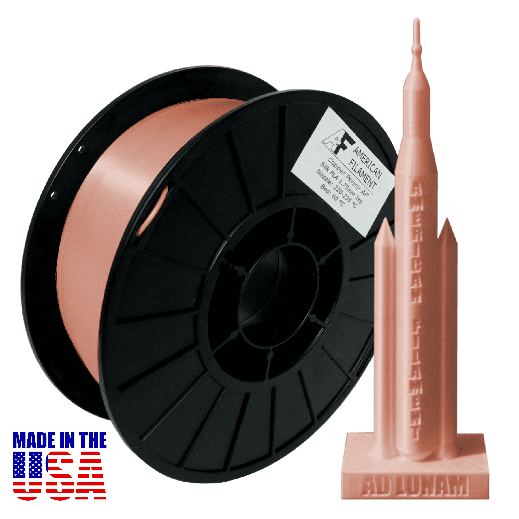 Rose Gold AF Silk PLA 3D Printer Filament, 1.75 mm Diameter, 1 kg Spool for fpv drones