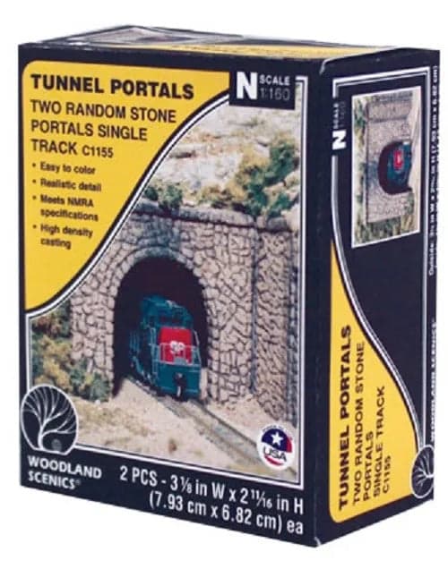 Woodland Scenics C1155 N Scale Random Stone Single Track Tunnel Portal for fpv drones
