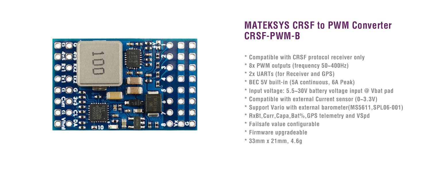 MatekSYS CRSF TO PWM-B CONVERTER for fpv drones 1