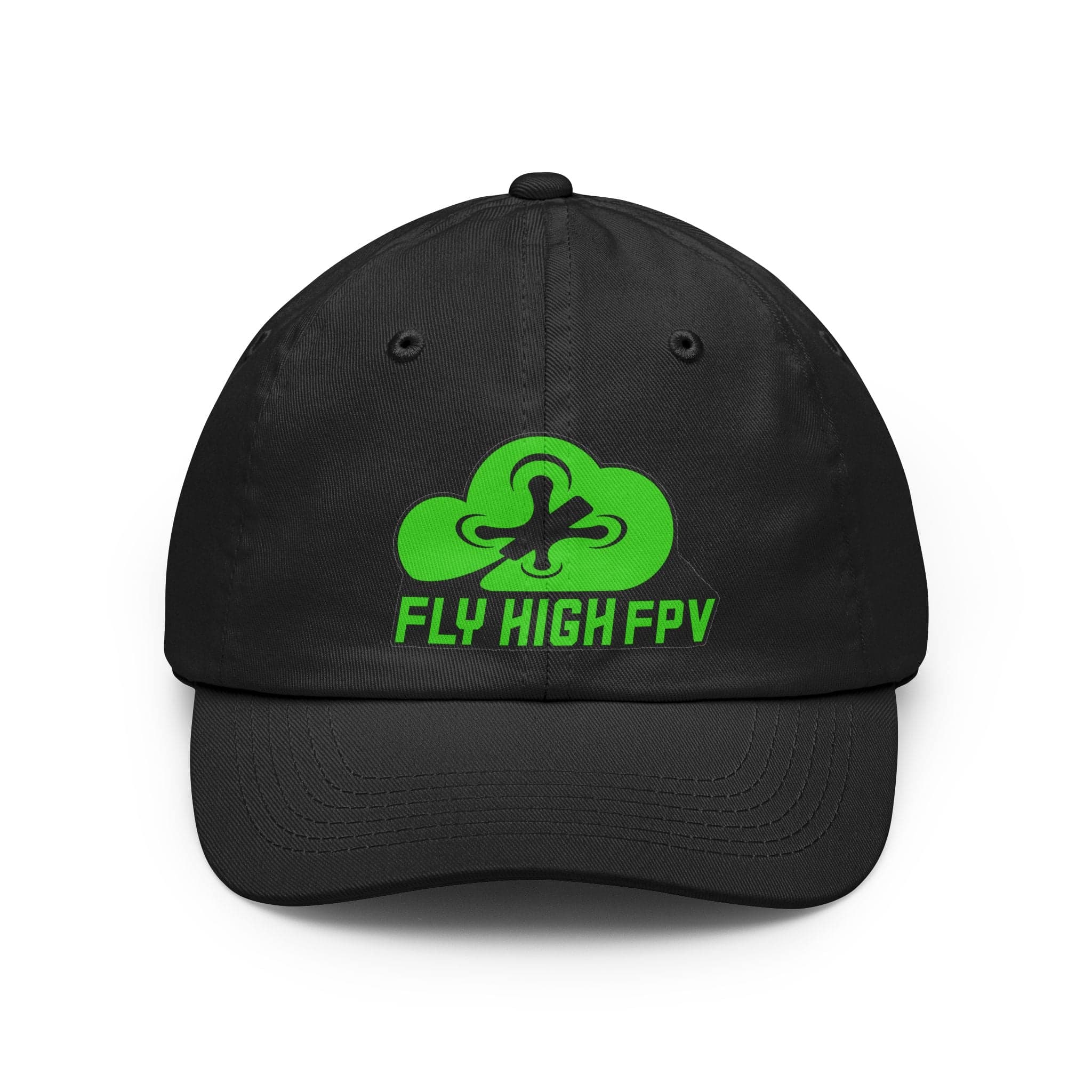Fly High FPV Dad Hat — Green Drone Logo Baseball Cap