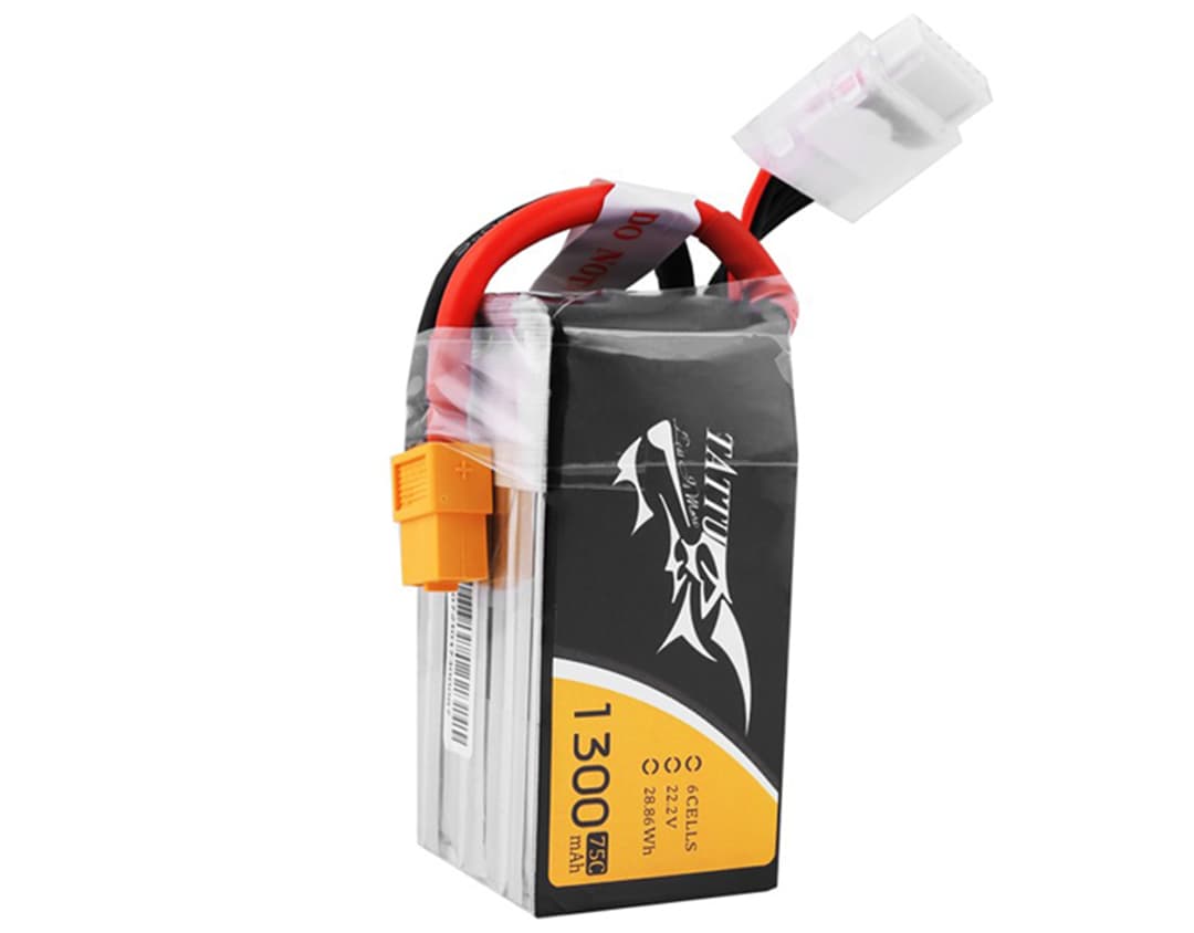 Tattu 1300mAh 6S 75C Lipo Battery Pack with XT60 Plug for fpv drones