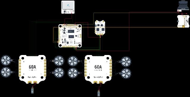 Bedradingsschema voor Octo X/Double rotor/Cinelift(It worked, The Web Doesnt Recognize the second esc)