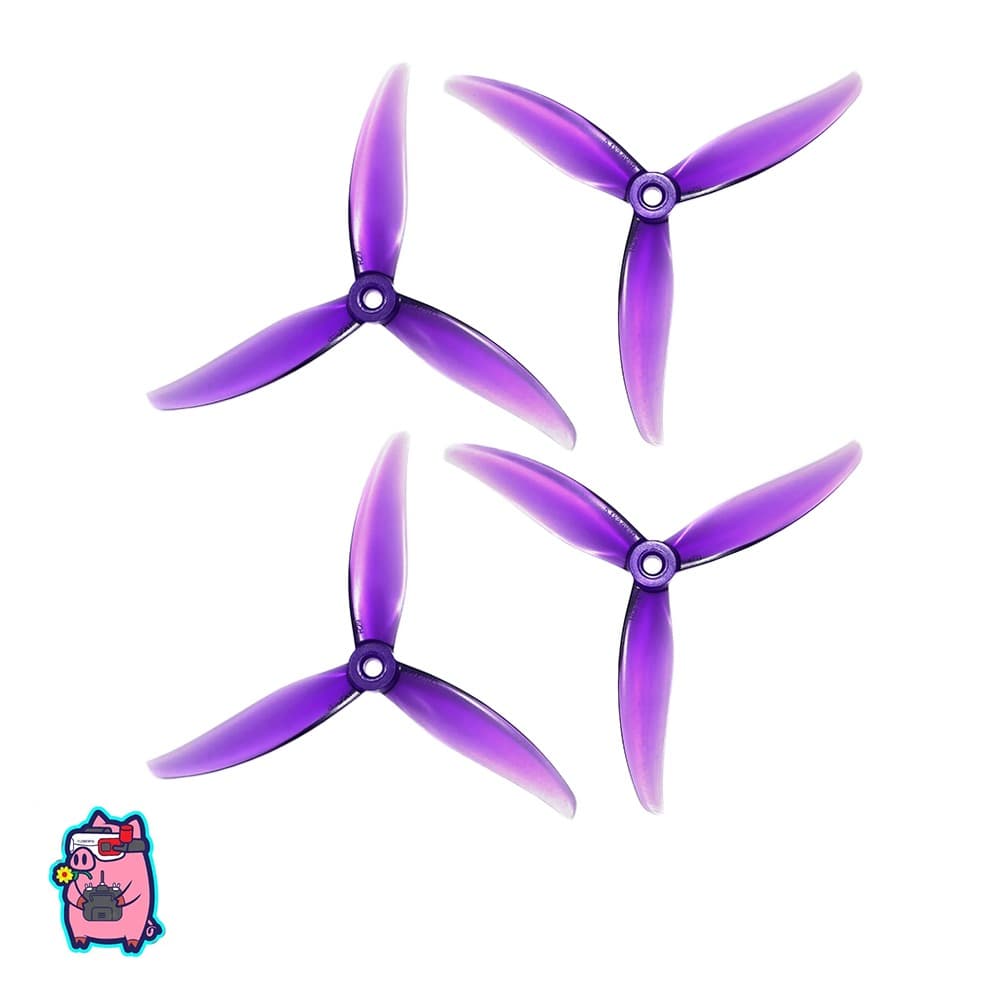 HQProp FlowerPig R29V3 3-Blade Propeller (Set of 4) - 5.75 - Purple